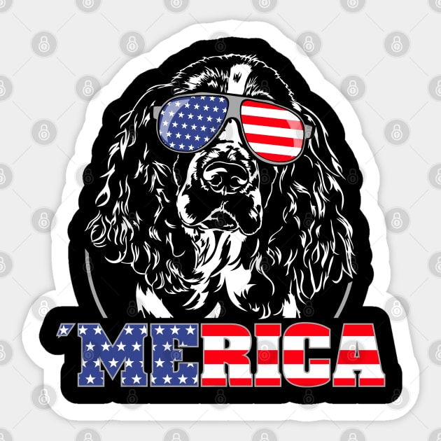 Proud Springer Spaniel American Flag Merica dog Sticker by wilsigns